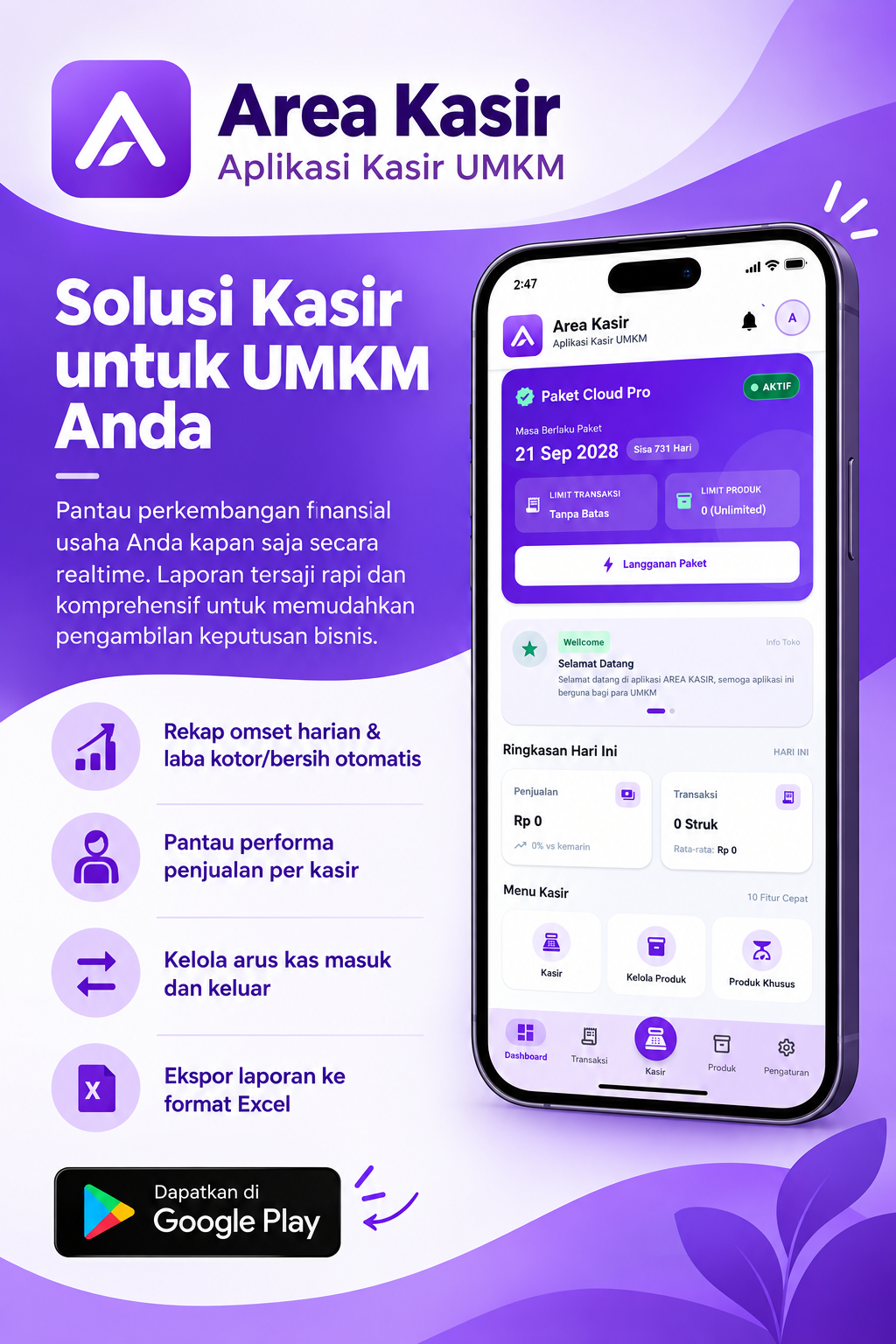 Laporan Keuangan & Kas Realtime